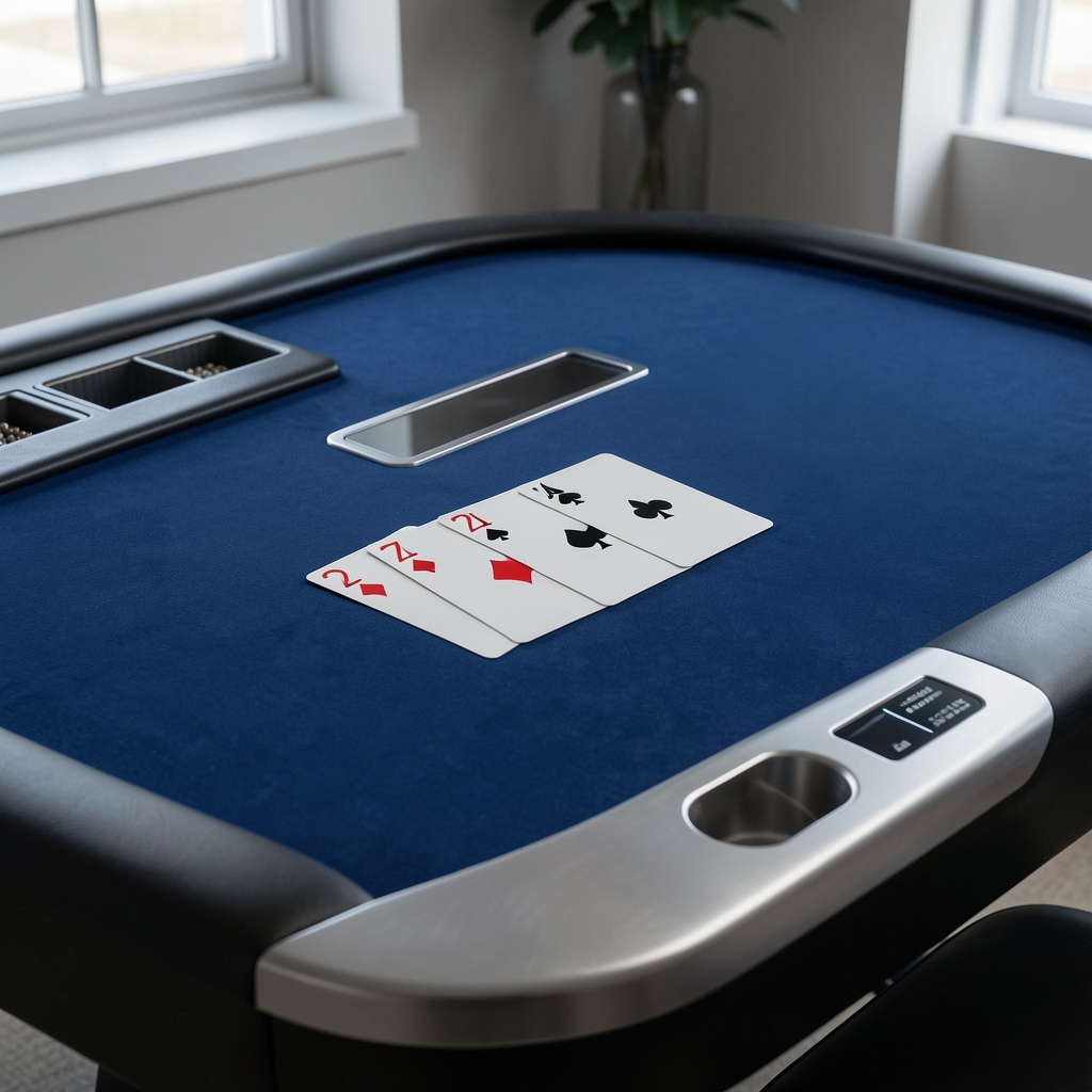 Premium digital blackjack table with dark navy felt surface, Sydney Harbour Bridge silhouette backdrop and beautifully animated playing card deal animation